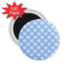 Cute Cat Faces White And Blue  2 25  Magnets (100 Pack)  by SpinnyChairDesigns