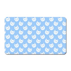 Cute Cat Faces White And Blue  Magnet (rectangular) by SpinnyChairDesigns