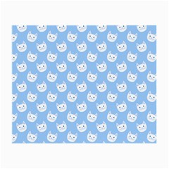 Cute Cat Faces White And Blue  Small Glasses Cloth by SpinnyChairDesigns