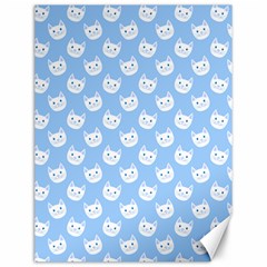 Cute Cat Faces White And Blue  Canvas 12  X 16  by SpinnyChairDesigns