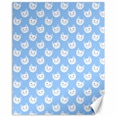 Cute Cat Faces White And Blue  Canvas 16  X 20  by SpinnyChairDesigns