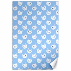 Cute Cat Faces White And Blue  Canvas 24  X 36 