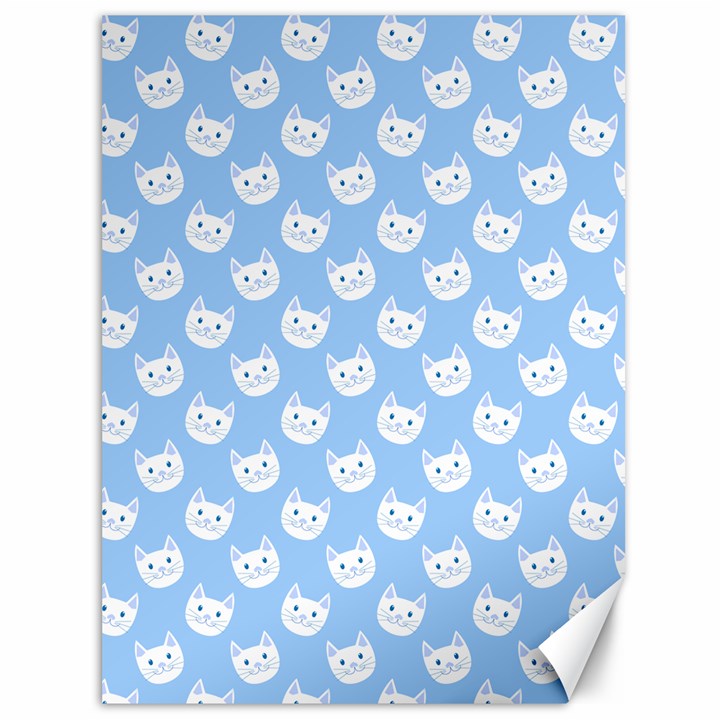 Cute Cat Faces White and Blue  Canvas 36  x 48 