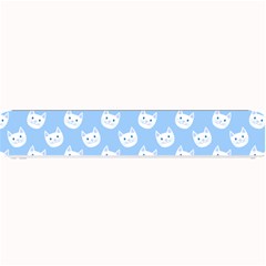 Cute Cat Faces White And Blue  Small Bar Mats by SpinnyChairDesigns