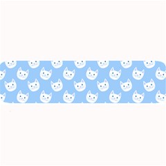 Cute Cat Faces White And Blue  Large Bar Mats by SpinnyChairDesigns