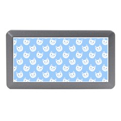 Cute Cat Faces White And Blue  Memory Card Reader (mini) by SpinnyChairDesigns