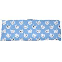 Cute Cat Faces White And Blue  Body Pillow Case Dakimakura (two Sides) by SpinnyChairDesigns