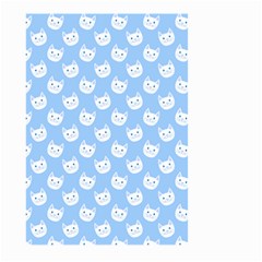 Cute Cat Faces White And Blue  Large Garden Flag (two Sides) by SpinnyChairDesigns