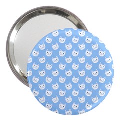 Cute Cat Faces White And Blue  3  Handbag Mirrors by SpinnyChairDesigns