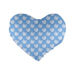 Cute Cat Faces White and Blue  Standard 16  Premium Flano Heart Shape Cushions Front