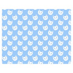 Cute Cat Faces White And Blue  Double Sided Flano Blanket (medium)  by SpinnyChairDesigns