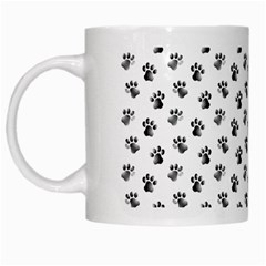 Cat Dog Animal Paw Prints Pattern Black And White White Mugs by SpinnyChairDesigns