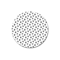 Cat Dog Animal Paw Prints Pattern Black and White Magnet 3  (Round)