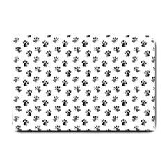 Cat Dog Animal Paw Prints Pattern Black And White Small Doormat  by SpinnyChairDesigns