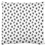 Cat Dog Animal Paw Prints Pattern Black and White Large Flano Cushion Case (One Side) Front