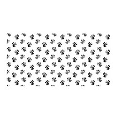 Cat Dog Animal Paw Prints Pattern Black And White Satin Wrap by SpinnyChairDesigns