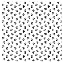 Cat Dog Animal Paw Prints Pattern Black And White Wooden Puzzle Square by SpinnyChairDesigns