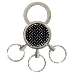 Cat Dog Animal Paw Prints Black And White 3-ring Key Chain by SpinnyChairDesigns