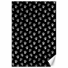 Cat Dog Animal Paw Prints Black And White Canvas 20  X 30  by SpinnyChairDesigns