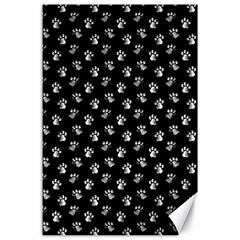 Cat Dog Animal Paw Prints Black And White Canvas 24  X 36  by SpinnyChairDesigns