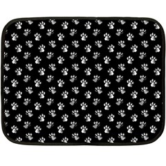 Cat Dog Animal Paw Prints Black And White Double Sided Fleece Blanket (mini)  by SpinnyChairDesigns