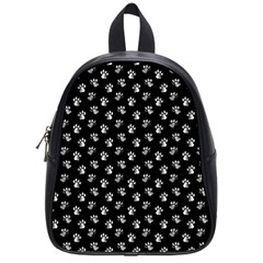 Cat Dog Animal Paw Prints Black And White School Bag (small) by SpinnyChairDesigns