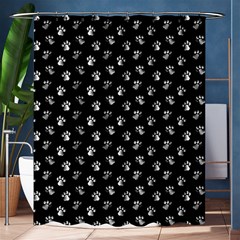 Cat Dog Animal Paw Prints Black And White Shower Curtain 60  X 72  (medium)  by SpinnyChairDesigns