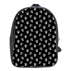 Cat Dog Animal Paw Prints Black And White School Bag (xl) by SpinnyChairDesigns