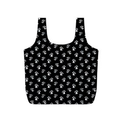 Cat Dog Animal Paw Prints Black And White Full Print Recycle Bag (s) by SpinnyChairDesigns