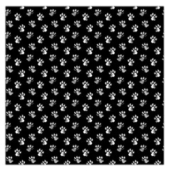 Cat Dog Animal Paw Prints Black And White Large Satin Scarf (square) by SpinnyChairDesigns