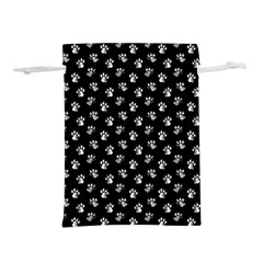 Cat Dog Animal Paw Prints Black And White Lightweight Drawstring Pouch (m) by SpinnyChairDesigns