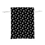 Cat Dog Animal Paw Prints Black and White Lightweight Drawstring Pouch (M) Front