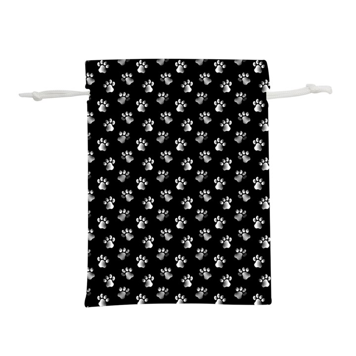 Cat Dog Animal Paw Prints Black and White Lightweight Drawstring Pouch (M)