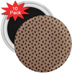 Cat Dog Animal Paw Prints Pattern Brown Black 3  Magnets (10 pack)  Front