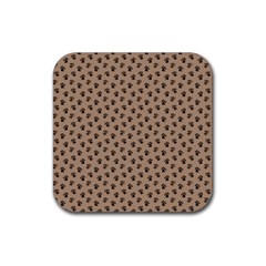 Cat Dog Animal Paw Prints Pattern Brown Black Rubber Coaster (square)  by SpinnyChairDesigns