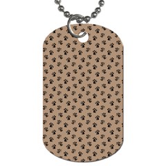 Cat Dog Animal Paw Prints Pattern Brown Black Dog Tag (two Sides) by SpinnyChairDesigns