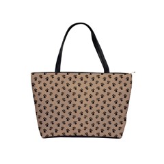 Cat Dog Animal Paw Prints Pattern Brown Black Classic Shoulder Handbag by SpinnyChairDesigns