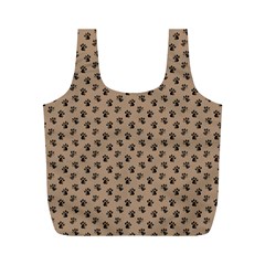 Cat Dog Animal Paw Prints Pattern Brown Black Full Print Recycle Bag (m) by SpinnyChairDesigns