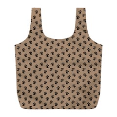 Cat Dog Animal Paw Prints Pattern Brown Black Full Print Recycle Bag (l) by SpinnyChairDesigns