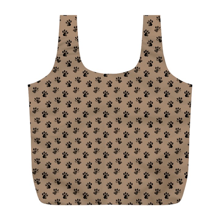 Cat Dog Animal Paw Prints Pattern Brown Black Full Print Recycle Bag (L)