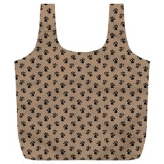 Cat Dog Animal Paw Prints Pattern Brown Black Full Print Recycle Bag (xl) by SpinnyChairDesigns