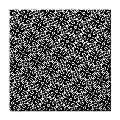 Black And White Decorative Design Pattern Tile Coaster by SpinnyChairDesigns