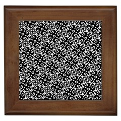 Black And White Decorative Design Pattern Framed Tile by SpinnyChairDesigns