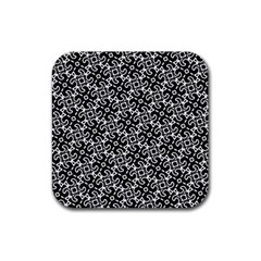 Black And White Decorative Design Pattern Rubber Coaster (square)  by SpinnyChairDesigns