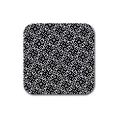 Black And White Decorative Design Pattern Rubber Square Coaster (4 Pack)  by SpinnyChairDesigns