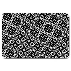 Black And White Decorative Design Pattern Large Doormat  by SpinnyChairDesigns