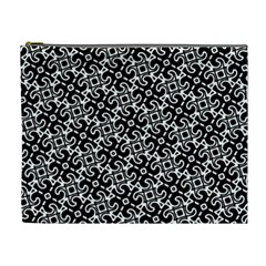 Black And White Decorative Design Pattern Cosmetic Bag (xl) by SpinnyChairDesigns