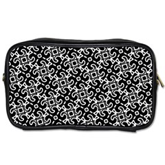 Black And White Decorative Design Pattern Toiletries Bag (one Side) by SpinnyChairDesigns