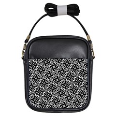 Black And White Decorative Design Pattern Girls Sling Bag by SpinnyChairDesigns