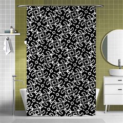 Black And White Decorative Design Pattern Shower Curtain 48  X 72  (small)  by SpinnyChairDesigns